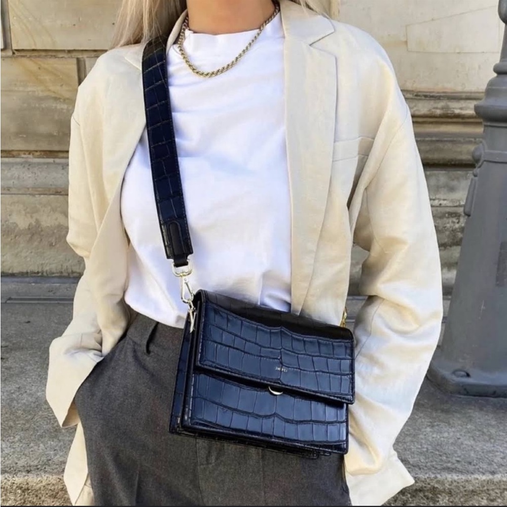 JW PEI flap vegan leather crossbody in black croc